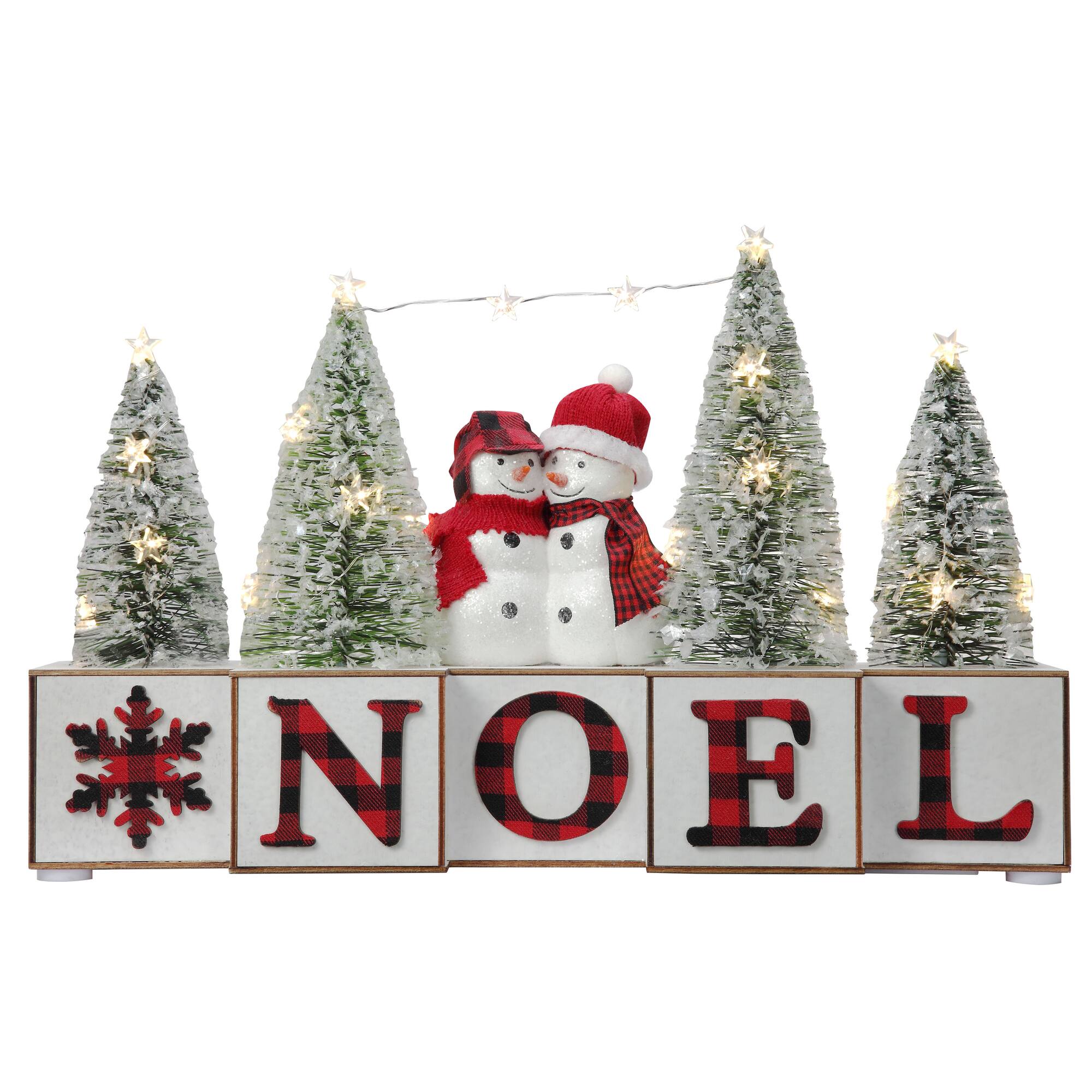 Haute Decor 15" Noel with Snowman Christmas Wood Blocks